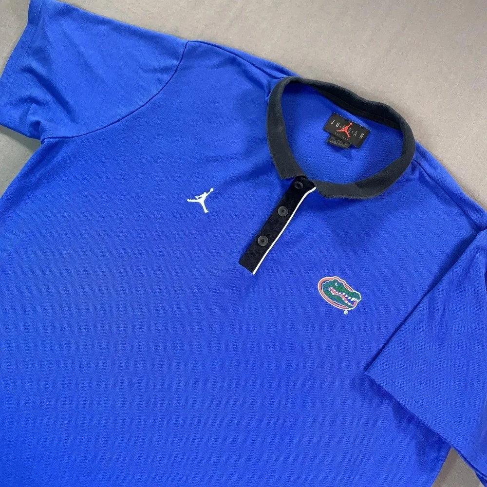 Florida Gators Polo Shirt Mens 3XL Blue NCAA Basketball Jordan Jumpman Logo
